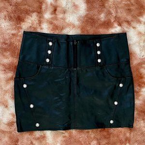 Medium Black Leather Mini Skirt